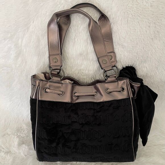 Juicy Couture Vintage Dreams Daydreamer Tote Bag Liquorice Gun Metal Rare NWT - Picture 5 of 8